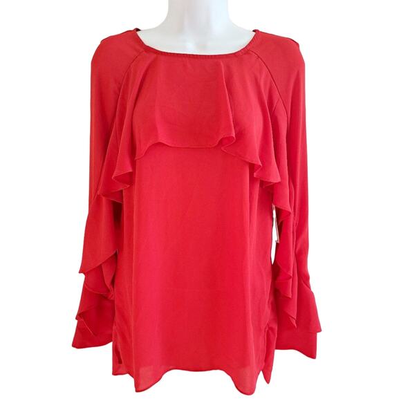 Beige by eci Long Sleeve Ruffled Top - Picture 1 of 9